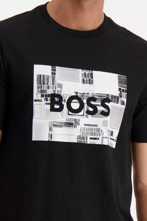 T-shirt manches courtes en coton avec impression Boss
