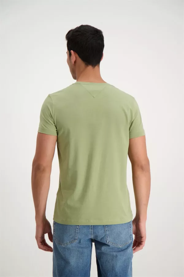 T-shirt en coton stretch manches courtes avec logo brodé Tommy Hilfiger