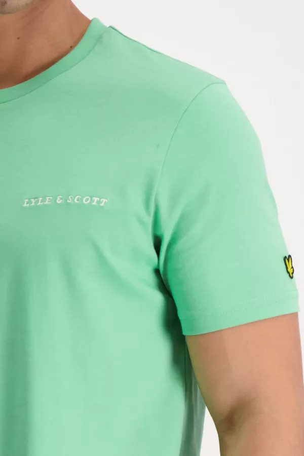 T-shirt uni en coton avec broderie texte à la poitrine Lyle & Scott