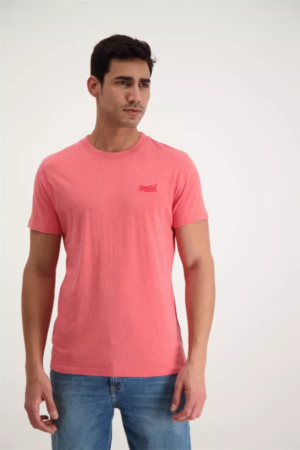 T-shirt chiné en coton avec broderie poitrine Superdry