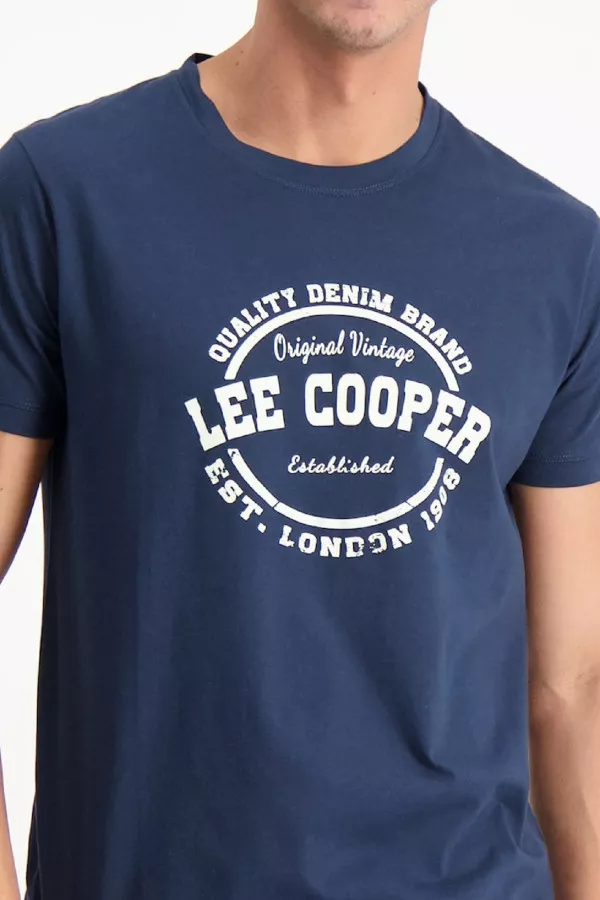 T-shirt uni en coton avec impression devant Lee Cooper
