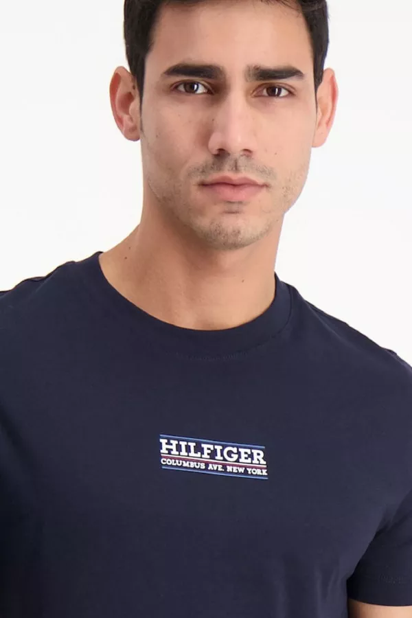 T-shirt uni avec impression devant en coton Tommy Hilfiger