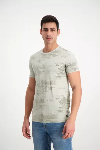 T-shirt manches courtes en coton avec impression Petrol