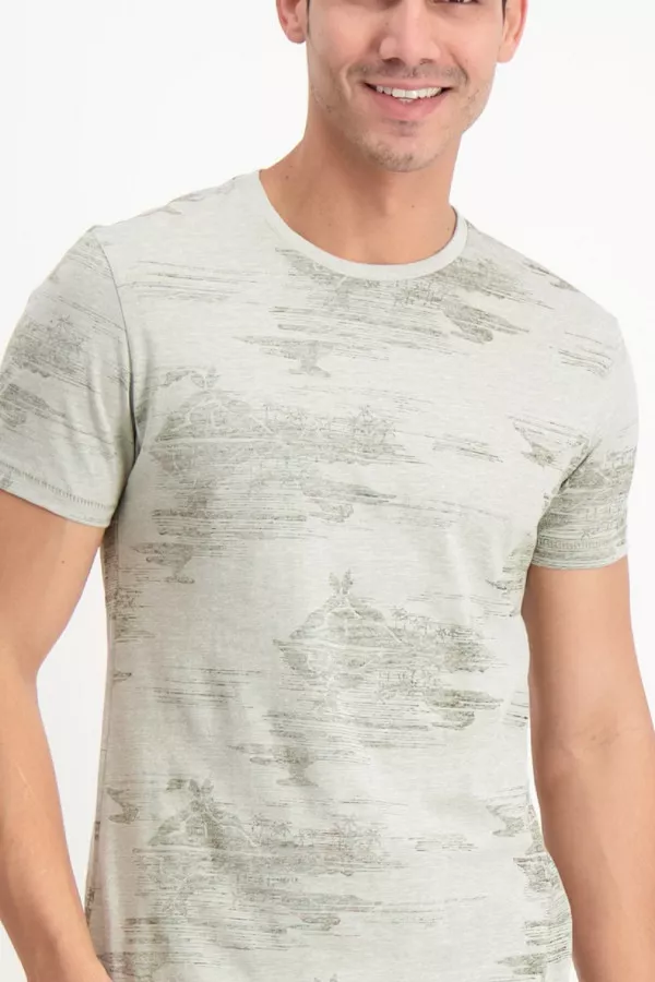 T-shirt manches courtes en coton avec impression Petrol