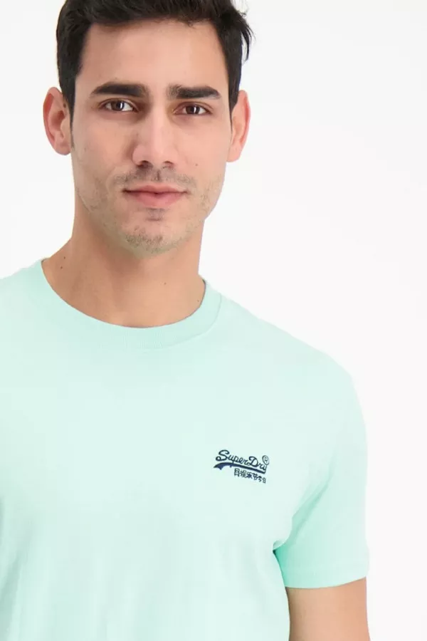 T-shirt uni en coton avec broderie poitrine Superdry