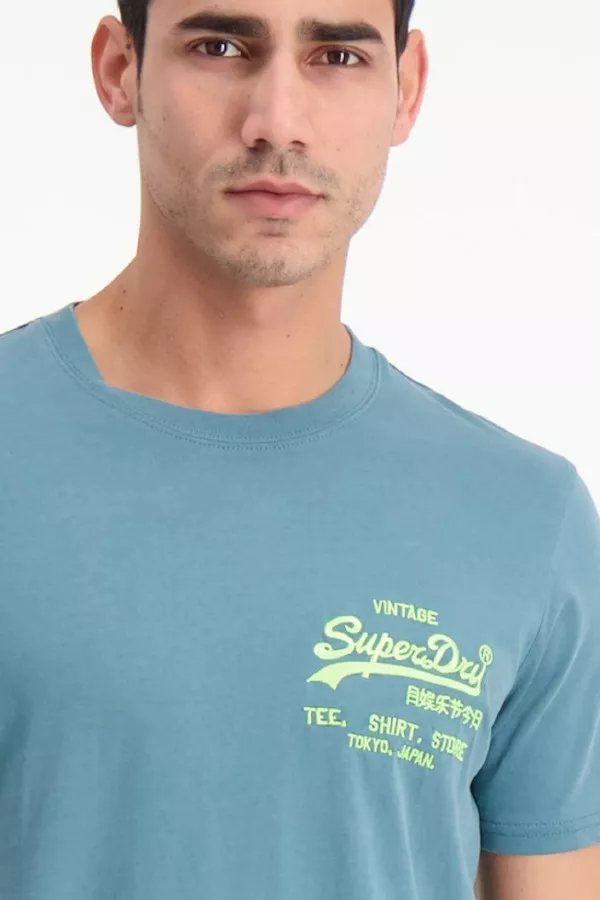 T-shirt en coton avec broderie poitrine Superdry