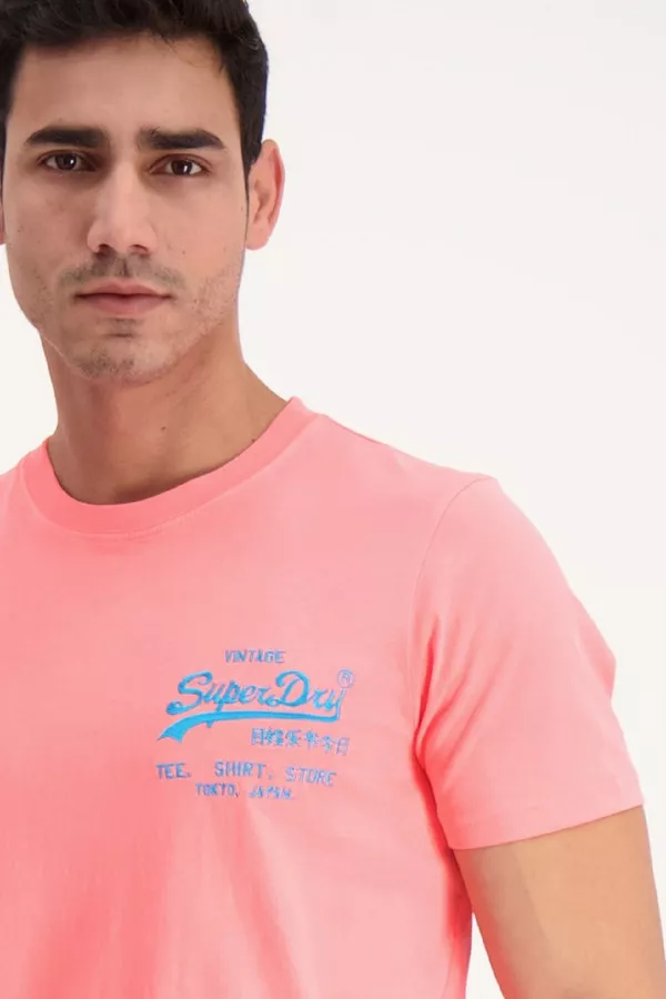 T-shirt en coton avec broderie poitrine Superdry
