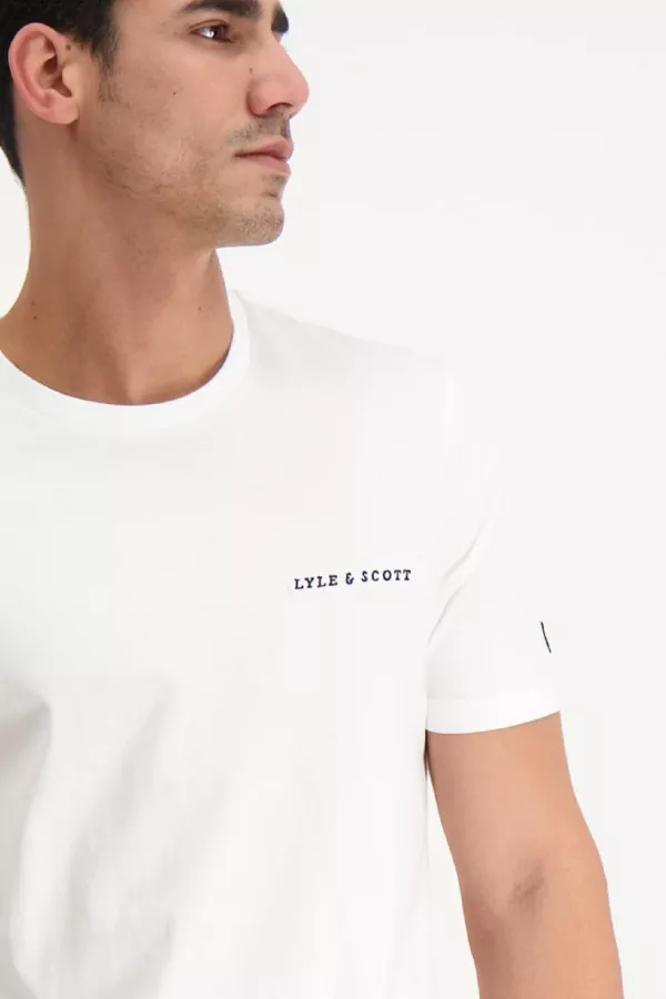 T-shirt uni en coton avec broderie texte à la poitrine Lyle & Scott
