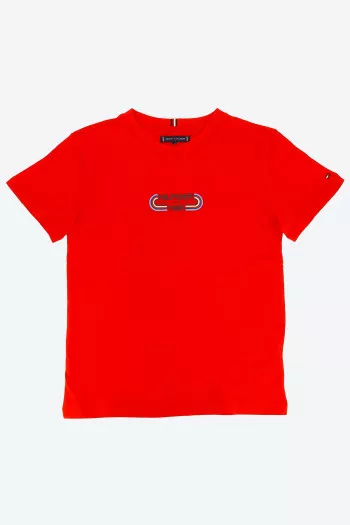 T-shirt uni en coton impression devant Tommy Hilfiger
