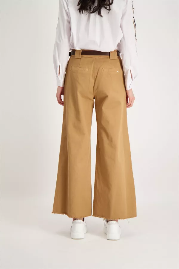 Pantalon uni en coton avec ceinture Kocca