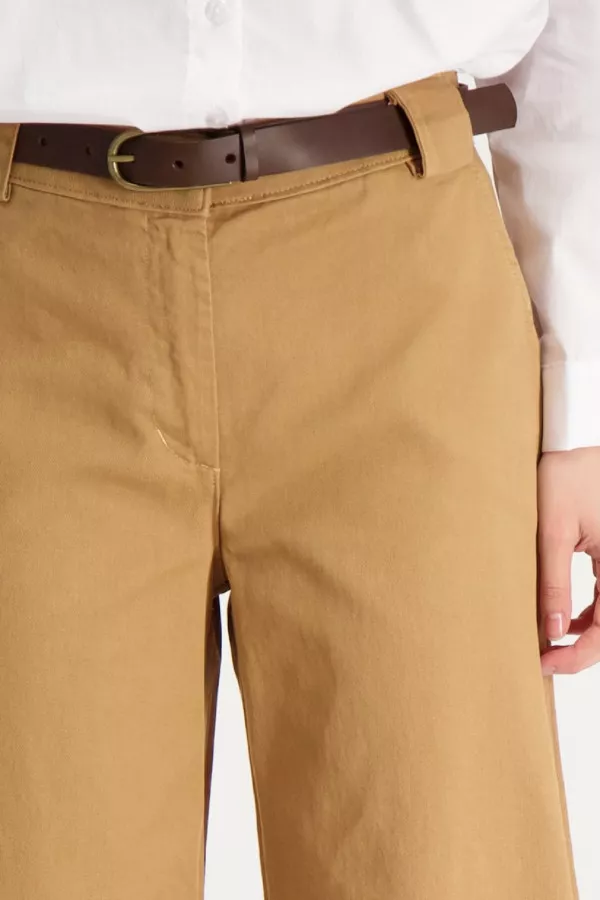 Pantalon uni en coton avec ceinture Kocca