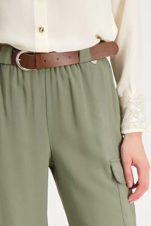Pantalon uni ample avec ceinture Amélie & Amélie