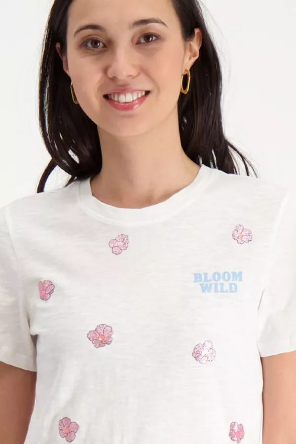 T-shirt uni en coton avec impression BONE Only