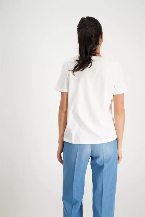 T-shirt uni en coton avec impression devant et paillettes Vero Moda