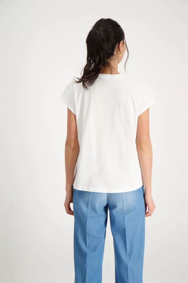 T-shirt uni en coton avec impression Vero Moda