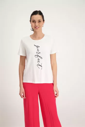 T-shirt uni col rond avec impression devant Vero Moda