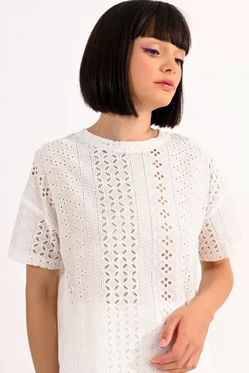 Chemisier manches courtes avec broderie anglaise Molly Bracken