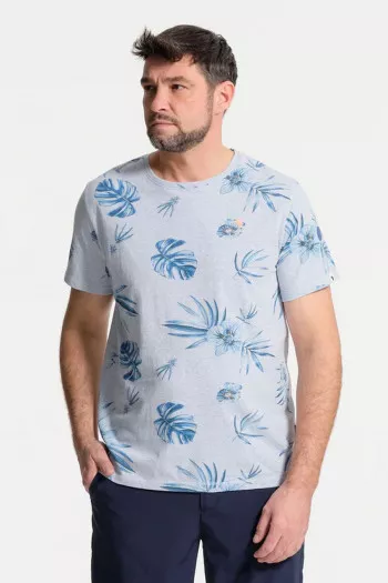 T-shirt rayé imprimé botanique manches courtes J&Joy