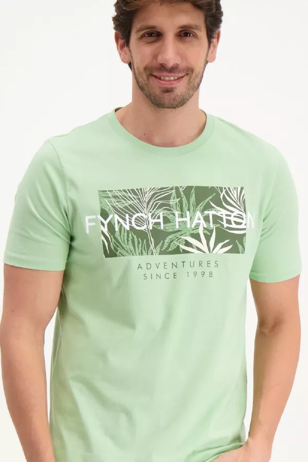 T-shirt en coton avec impression devant Fynch Hatton