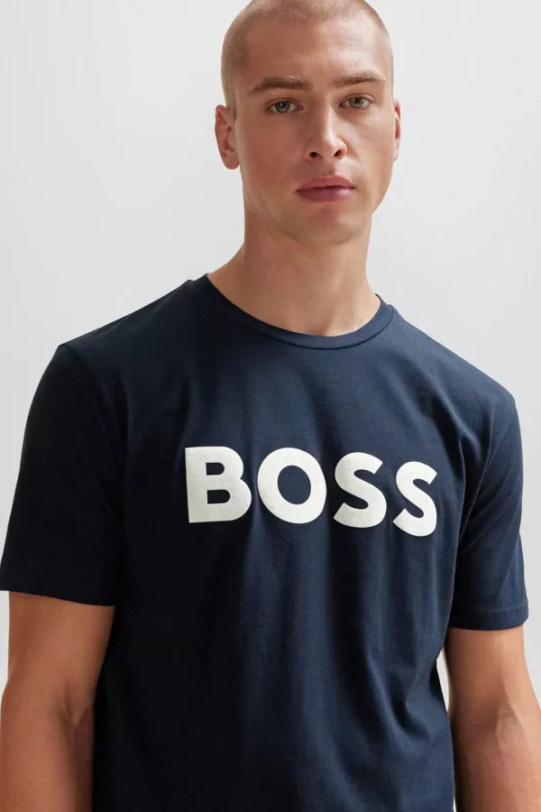 T-shirt uni avec impression devant Boss