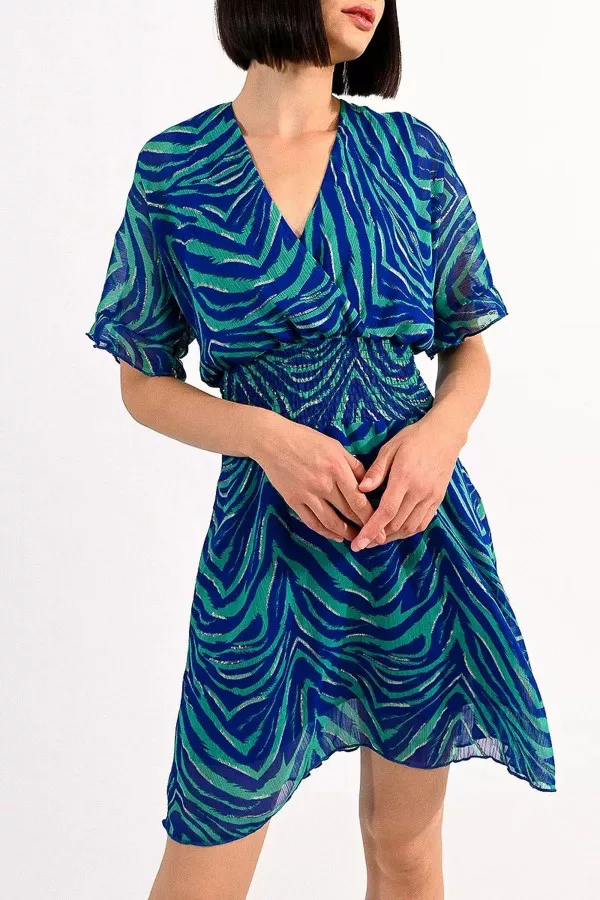 Robe courte en voile imprimée zébré avec lurex Molly Bracken