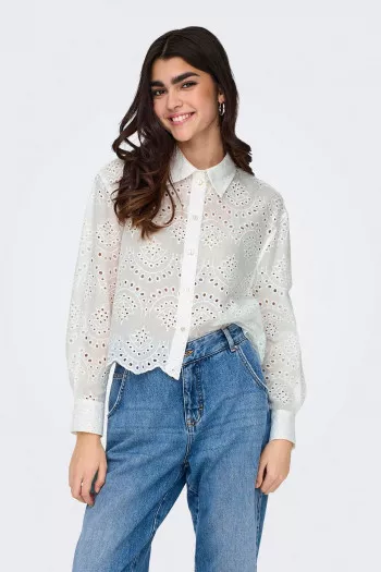 Chemisier manches longues en broderie anglaise Only