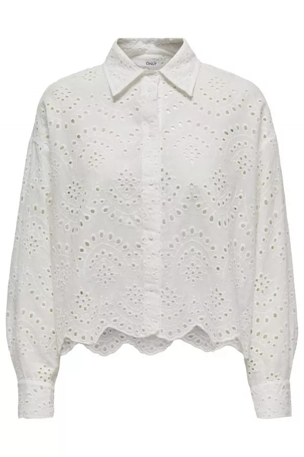 Chemisier manches longues en broderie anglaise Only