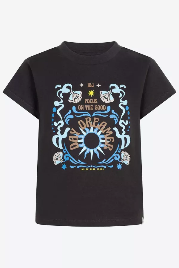 T-shirt uni avec impression devant en coton Indian blue jeans