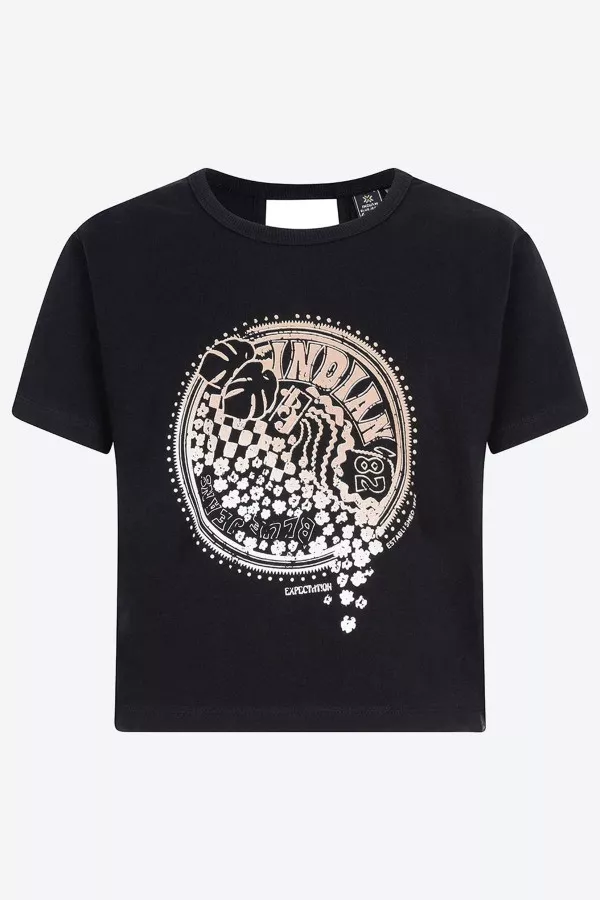 T-shirt uni avec impression devant et découpe au dos Indian blue jeans