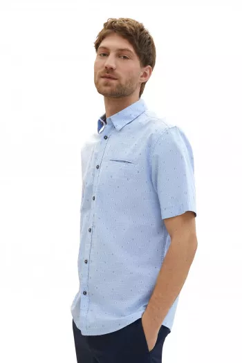 Chemise imprimée minimaliste en coton manches courtes Tom Tailor