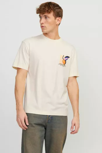 T-shirt uni avec impression à la poitrine et au dos TAMPA Jack & Jones