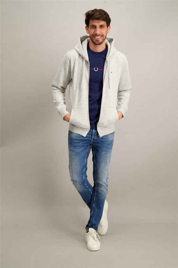 Cardigan uni à capuche avec logo brodé et poches Tommy Hilfiger