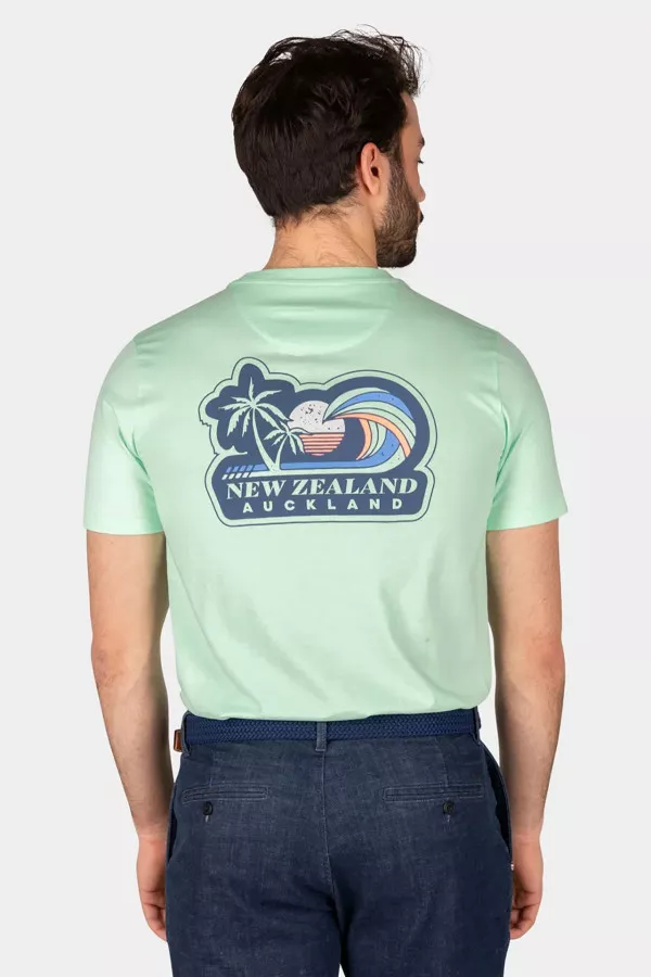 T-shirt uni avec impression à la poitrine et au dos NZA