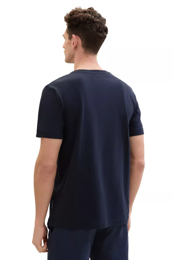 T-shirt uni en coton avec poche à la poitrine Tom Tailor