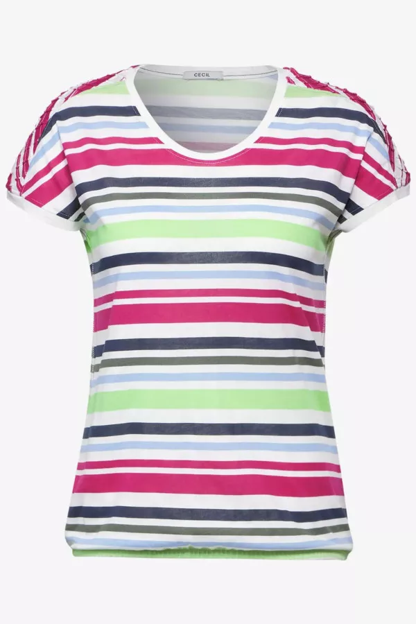T-shirt manches courtes rayé multicolore Cecil