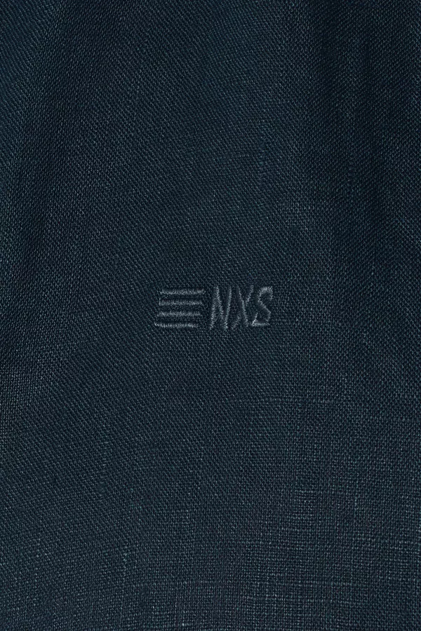 Chemise en lin unie avec logo brodé No Excess