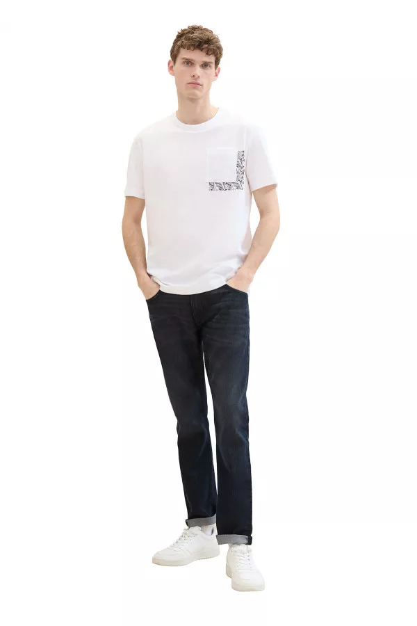 T-shirt en coton avec poche poitrine et impression Tom Tailor