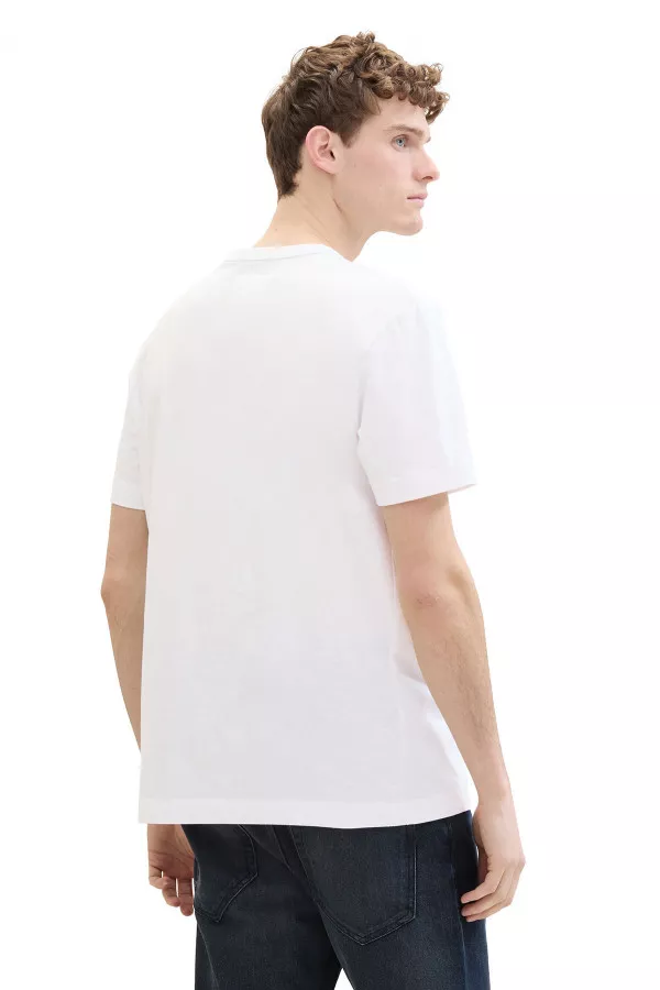 T-shirt en coton avec poche poitrine et impression Tom Tailor