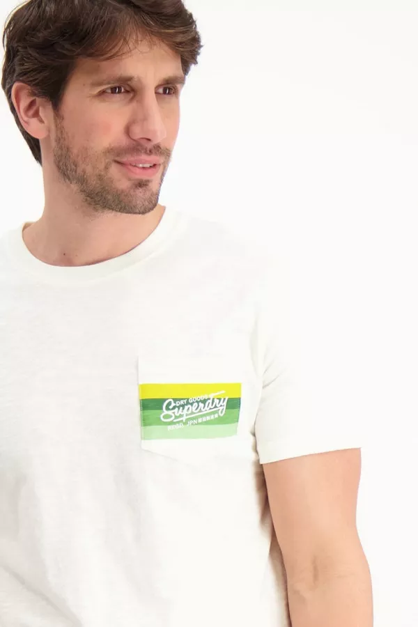 T-shirt uni avec poche poitrine imprimée Superdry