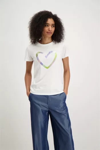 T-shirt uni avec impression devant en coton Amélie & Amélie