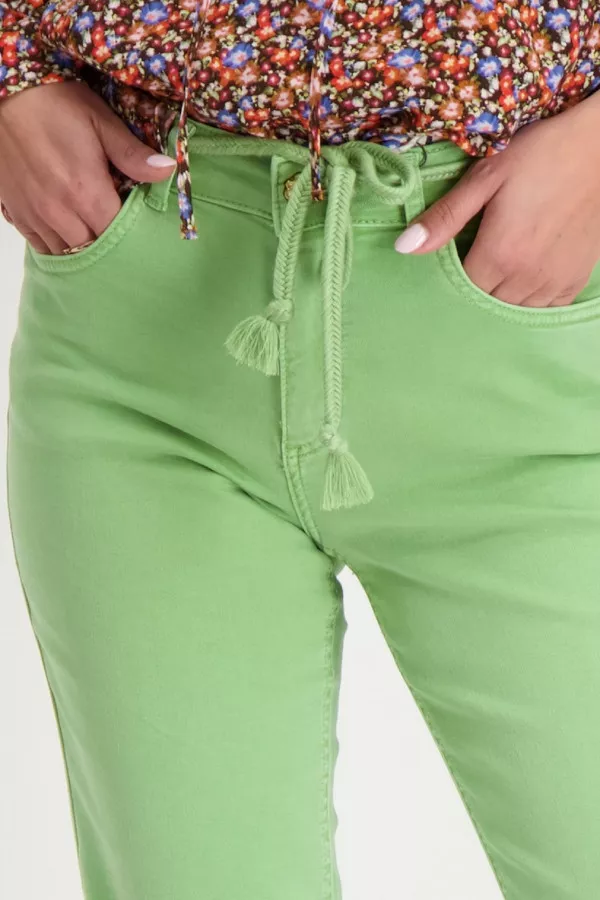 Pantalon vert avec cordon tressé à nouer Parami