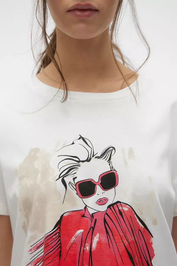 T-shirt avec impression devant en coton PETRA Vero Moda