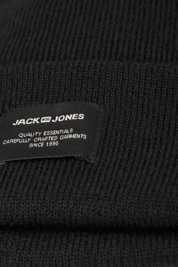 Bonnet uni en maille avec logo Jack & Jones