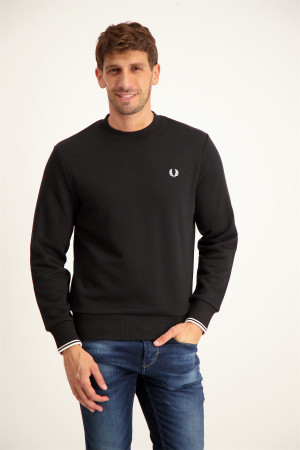 Sweat uni avec broderie poitrine en coton stretch Fred Perry