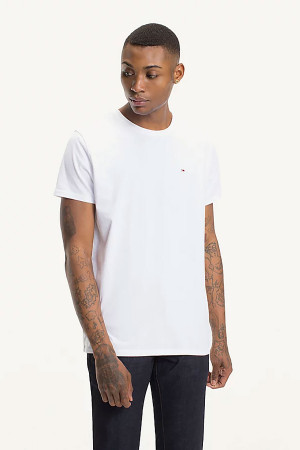 T-shirt uni en coton avec logo brodé à la poitrine Tommy Hilfiger